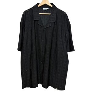 Mauvais Eyelet Camp Collar Button Up Shirt 3XL Coastal Resort Vacation Beach